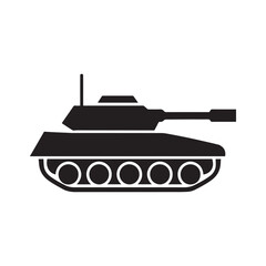 Obraz premium Silhouette of a military tank with a cannon and tracks