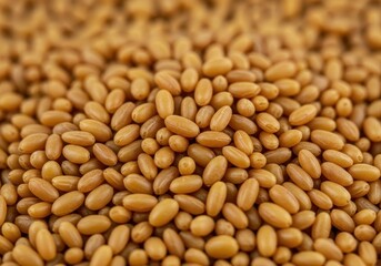 Fototapeta premium Close up macro shot of tiny golden brown rapeseed seeds piled high, ready for processing into vegetable oil and biofuel, cooking oil, raw material, tiny