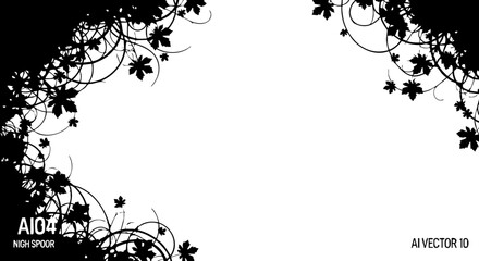 Elegant black vine and leaf silhouette design with organic flowing lines creating a natural decorative border for creative projects