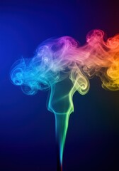 Obraz premium Vibrant multicolored smoke swirling against a deep electric blue abstract background, creating a mesmerizing dynamic texture and flow ,motion, ethereal, magenta