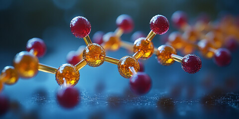 Molecule model showcasing atom structure and connections Generative AI