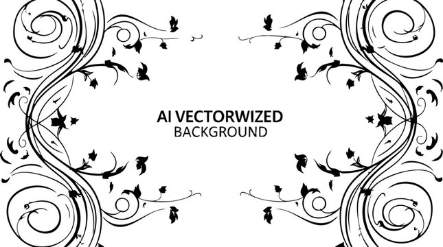 Elegant black floral scrollwork frame design for invitations, cards, and decorative borders, adding sophisticated charm to any project.