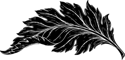 Obraz premium Elegant black acanthus leaf flourish design element for decorative and ornamental applications, adding classic sophistication