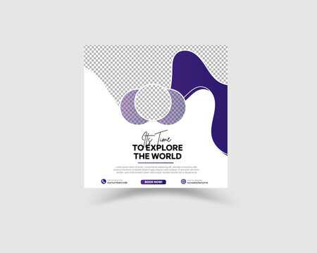 travel tour promotion banner square social media template traveling agency holiday promotion flyer tour post template.