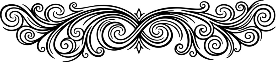 Fototapeta premium Elegant black ornamental flourish design adds a touch of vintage sophistication and classic beauty to any creative project