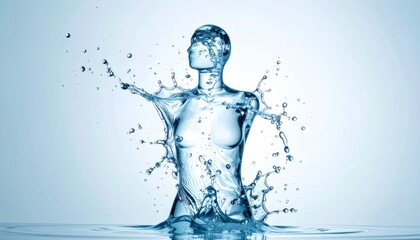 Water woman body emerging from a clean splash