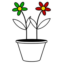 Potted flowers simple art