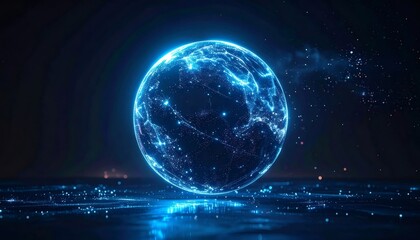 Digital globe sphere showing global network connection and data