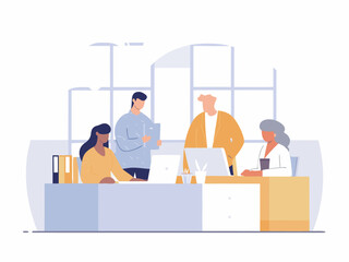 Men and women collaborating equally, diversity in leadership