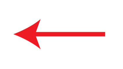 A red arrow with a left direction on a stark black background to guide navigation.