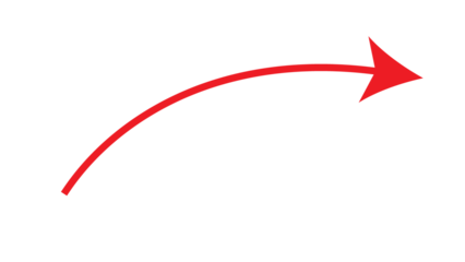 A bold red arrow curves dynamically across the black background signifying direction.