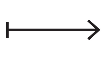Simple horizontal arrow with a short vertical line is pointing to the right side.