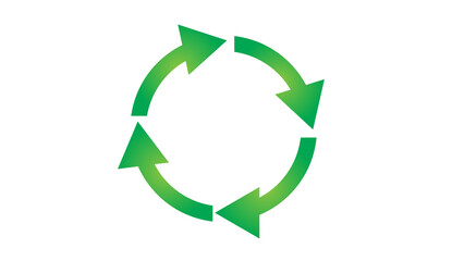 Four green arrows form a cyclical loop, implying processes, renewal, and sustainability.