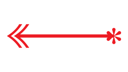 Bold red graphic arrow with an expressive, energetic burst effect on a black field.