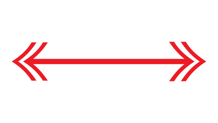 Obraz premium A red double-headed arrow horizontally centered on a stark black background space.