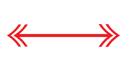 A red double-headed arrow horizontally centered on a stark black background space.