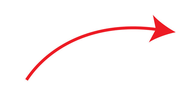 A bold red arrow curves dynamically across the black background signifying direction.