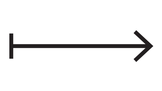 Simple horizontal arrow with a short vertical line is pointing to the right side. - Powered by Adobe