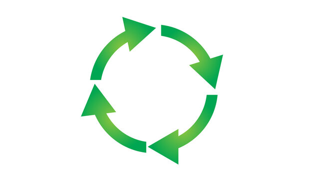 Four green arrows form a cyclical loop, implying processes, renewal, and sustainability.
