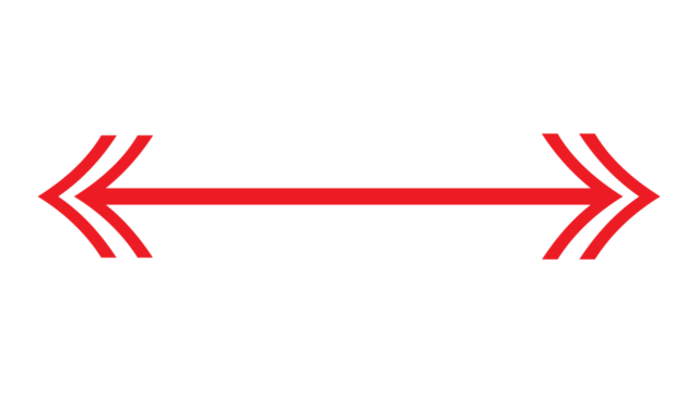 A red double-headed arrow horizontally centered on a stark black background space.