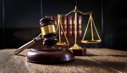 justice prevails a gavel rests on a wooden block symbolizing the power and weight of the legal system with a scale of justice in the background suggesting fairness balance in the pursuit of trial