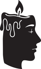 Silhouette Candle Profile Head Person Face Thoughtful Melancholy Vector Illustration