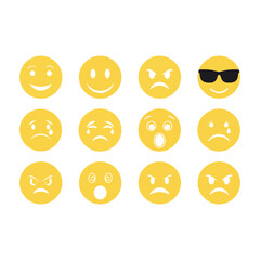 Emoji faces vector illustration diverse emotions and expressions