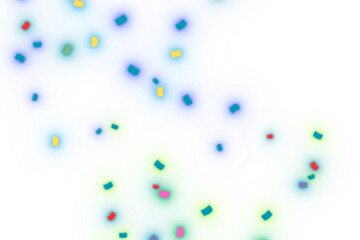 Colorful confetti falling, isolated on transparent background for celebration