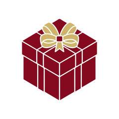 Gift box with ribbon isolated on white background