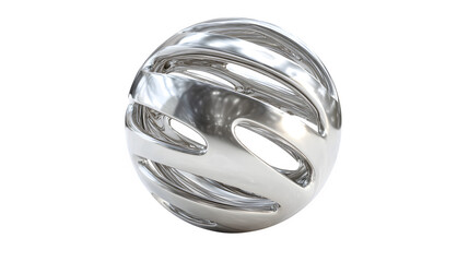 Silver Orb with Openings 3d rendered, isolated on transparent background