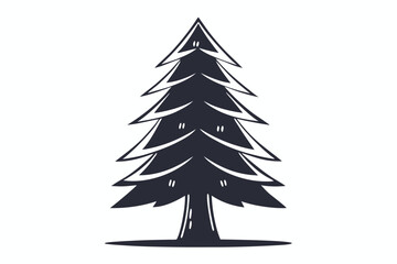 Fototapeta premium Striking monochromatic silhouette of a stylized evergreen tree stands tall on a white backdrop