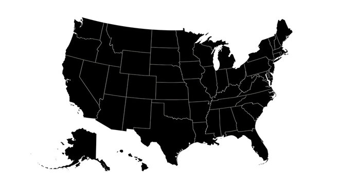 United States Map Illustration A Black Silhouette of the USA