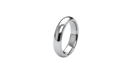 Classic silver wedding ring isolated on transparent background, symbolizing eternal love, commitment, and a lifetime of happiness together forever