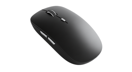 Sleek and modern wireless computer mouse isolated on transparent background, perfect for office work, gaming, or everyday use with its ergonomic design