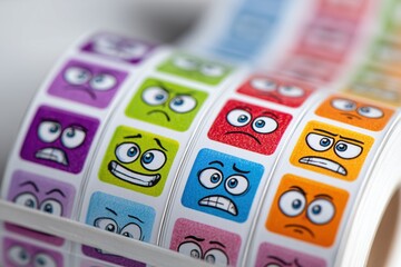 colorful emotion stickers on a roll