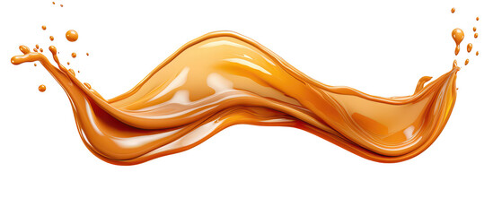 Fototapeta premium Caramel Liquid Splash Wave isolated on transparent background