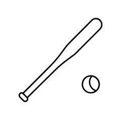 Outline of a baseball bat and baseball art silhouette