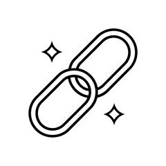 Two linked chain links with star sparkles silhouette