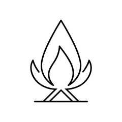 Simple line art drawing of a campfire silhouette