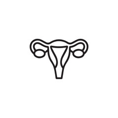 Uterus and Ovaries Line Art Icon - Minimalist Female Reproductive System