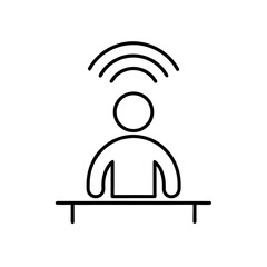 Person with signals above head outline silhouette