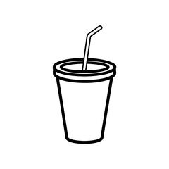 Outline drawing of a drink with a straw silhouette