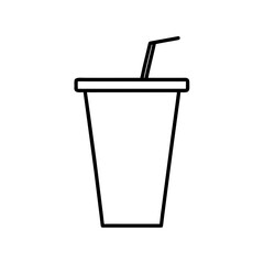 Outline of a drink with a straw in cup silhouette