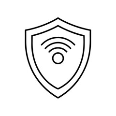 Shield outline with wifi signal inside silhouette