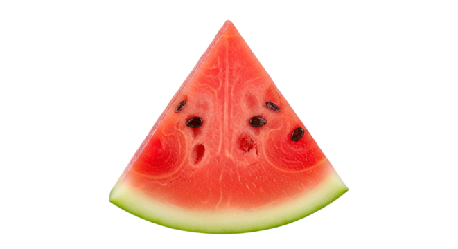 Slice of juicy red watermelon with black seeds on black background fruit green