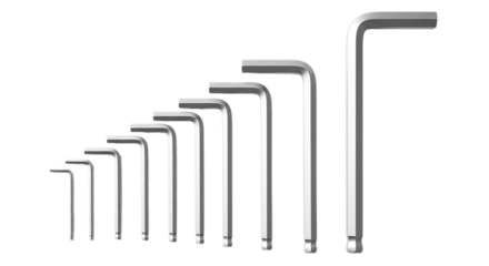 Set of Allen Wrenches Hex Keys L Shape Tools for Mechanical Repair and DIY Projects