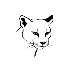 Mountain Lion. Mountain Lion simple black and white line art vector logo