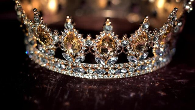 Royal crown with yellow gems, citrine
