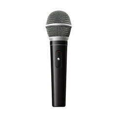 Black Handheld Professional Microphone isolated on transparent background