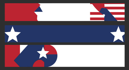 Patriotic Banners with Stars and Stripes Design.